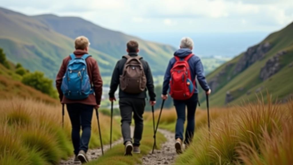 Experienced hikers enjoying a guided walk on an Irish mountain trail together